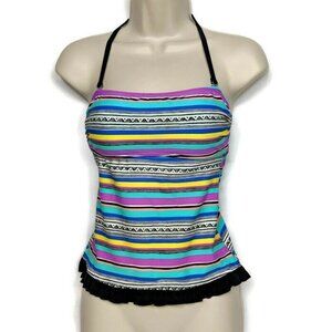 Hula Honey Ruffled Halter Tankini Swimsuit Top XS